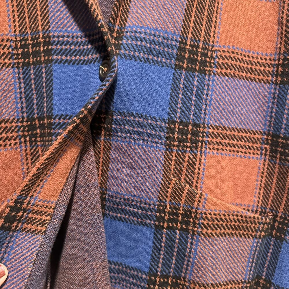 J Jill Plaid Sweater Jacket Blazer Blue Orange Size Large - Picture 4 of 7